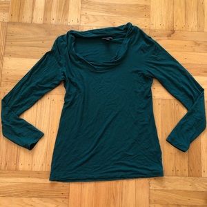Teal wide neck top from Banana Republic